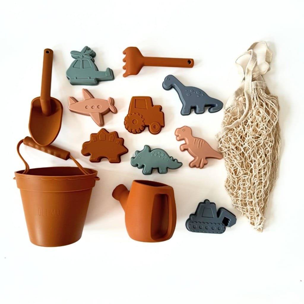 silicone beach toy set in clay color