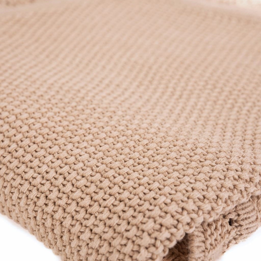 Heirloom baby blanket in caramel color