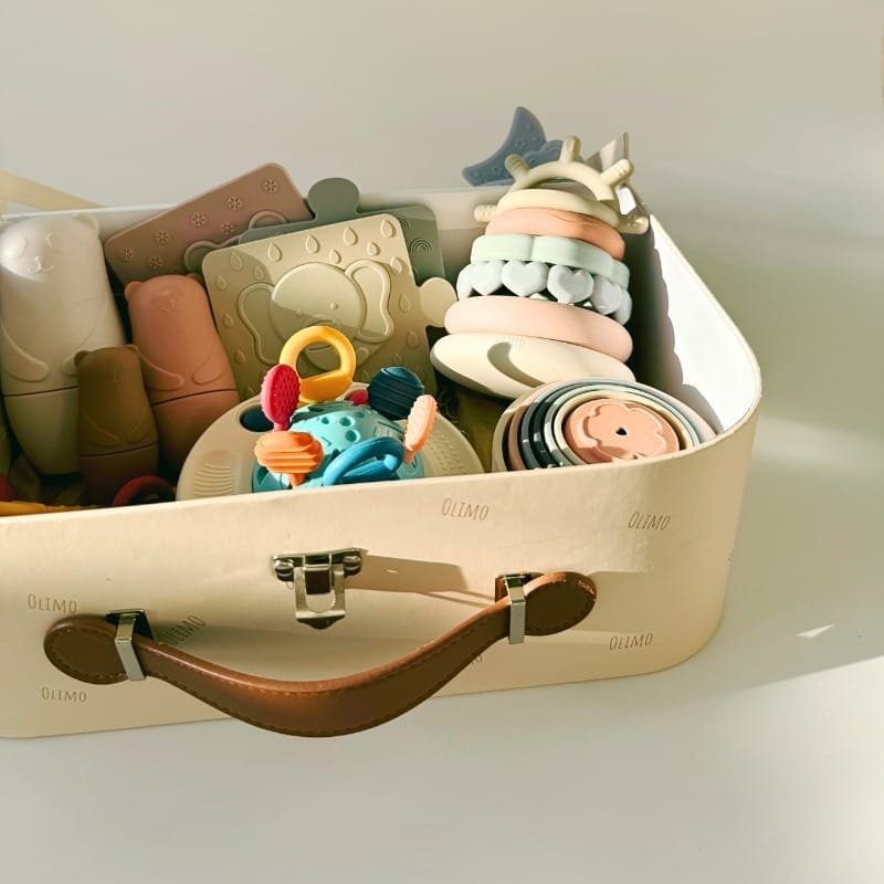 playcase filled with montessori toys