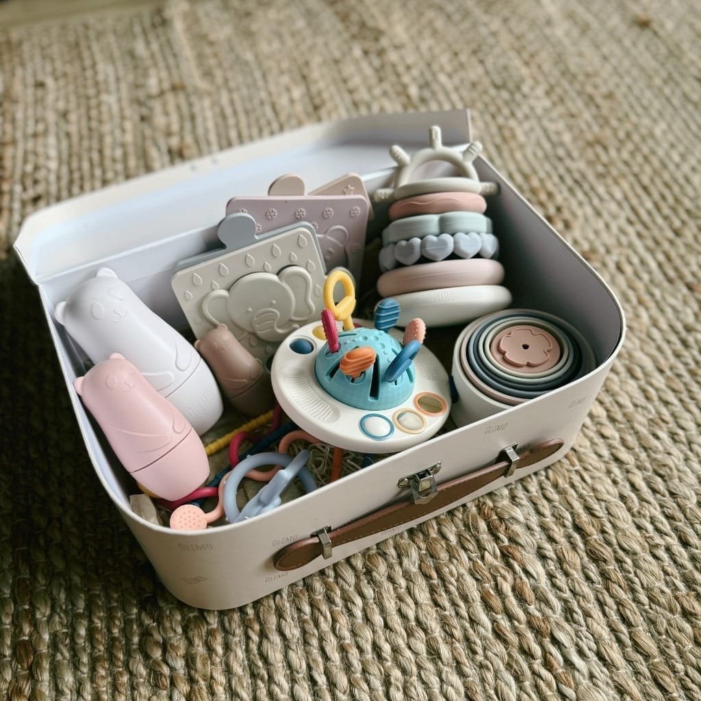 playcase filled with montessori toys